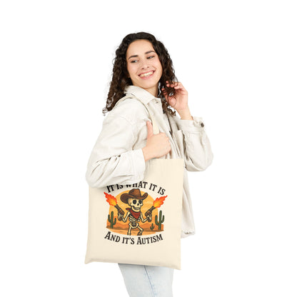 Autism Awareness Cotton Canvas Tote Bag, Eco-Friendly Shopping Bag, Great Gift, Sustainable Tote, Funny Skeleton Design