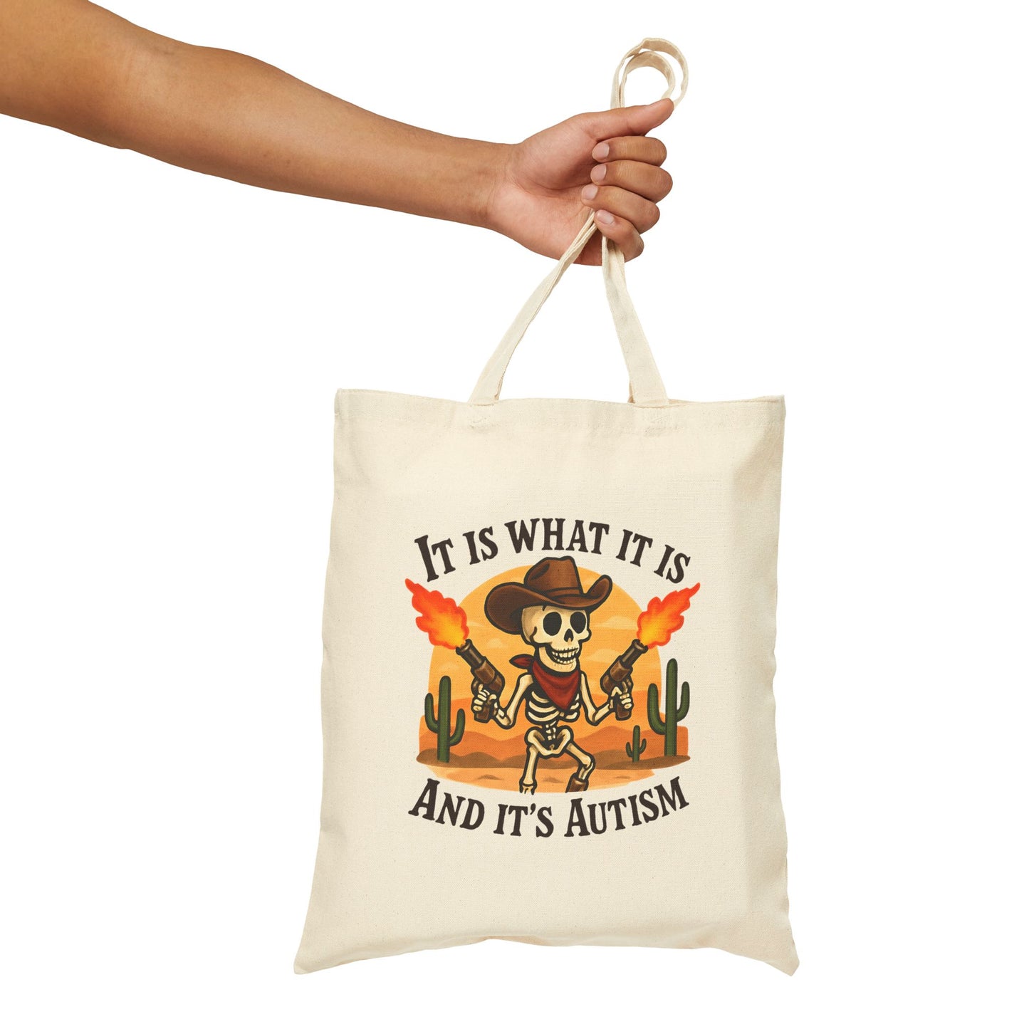 Autism Awareness Cotton Canvas Tote Bag, Eco-Friendly Shopping Bag, Great Gift, Sustainable Tote, Funny Skeleton Design